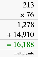 How to calculate 213 times 76 using long multiplication