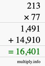 How to calculate 213 times 77 using long multiplication How to calculate 213 times 77 using long multiplication