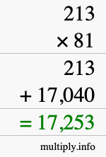 How to calculate 213 times 81 using long multiplication
