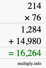 How to calculate 214 times 76 using long multiplication