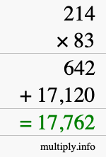 How to calculate 214 times 83 using long multiplication