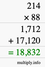 How to calculate 214 times 88 using long multiplication How to calculate 214 times 88 using long multiplication