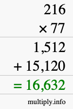 How to calculate 216 times 77 using long multiplication How to calculate 216 times 77 using long multiplication