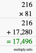 How to calculate 216 times 81 using long multiplication