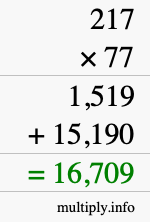 How to calculate 217 times 77 using long multiplication How to calculate 217 times 77 using long multiplication