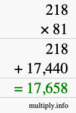 How to calculate 218 times 81 using long multiplication