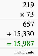 How to calculate 219 times 73 using long multiplication