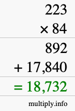 How to calculate 223 times 84 using long multiplication How to calculate 223 times 84 using long multiplication