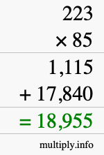 How to calculate 223 times 85 using long multiplication How to calculate 223 times 85 using long multiplication