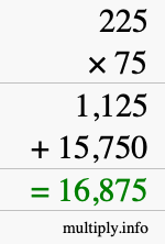 How to calculate 225 times 75 using long multiplication How to calculate 225 times 75 using long multiplication