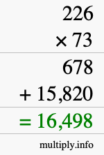 How to calculate 226 times 73 using long multiplication