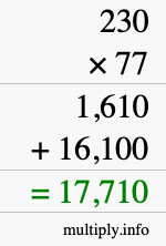 How to calculate 230 times 77 using long multiplication How to calculate 230 times 77 using long multiplication