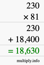 How to calculate 230 times 81 using long multiplication