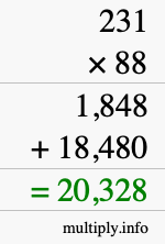 How to calculate 231 times 88 using long multiplication How to calculate 231 times 88 using long multiplication