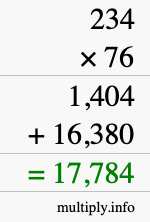 How to calculate 234 times 76 using long multiplication