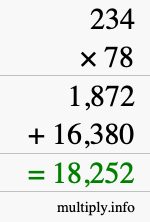 How to calculate 234 times 78 using long multiplication