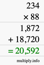 How to calculate 234 times 88 using long multiplication