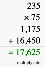 How to calculate 235 times 75 using long multiplication