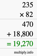 How to calculate 235 times 82 using long multiplication