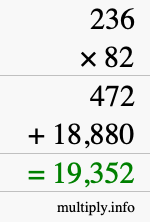 How to calculate 236 times 82 using long multiplication