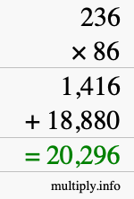 How to calculate 236 times 86 using long multiplication