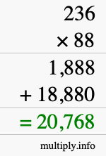 How to calculate 236 times 88 using long multiplication