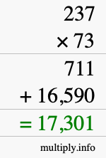 How to calculate 237 times 73 using long multiplication