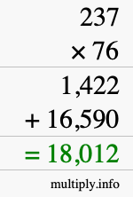 How to calculate 237 times 76 using long multiplication