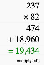 How to calculate 237 times 82 using long multiplication