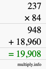 How to calculate 237 times 84 using long multiplication