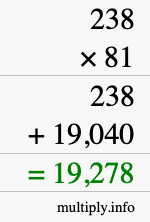 How to calculate 238 times 81 using long multiplication