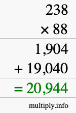 How to calculate 238 times 88 using long multiplication