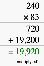How to calculate 240 times 83 using long multiplication How to calculate 240 times 83 using long multiplication