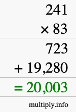 How to calculate 241 times 83 using long multiplication
