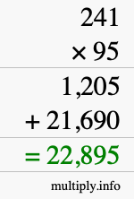How to calculate 241 times 95 using long multiplication
