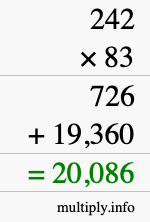 How to calculate 242 times 83 using long multiplication How to calculate 242 times 83 using long multiplication