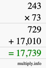 How to calculate 243 times 73 using long multiplication