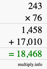 How to calculate 243 times 76 using long multiplication