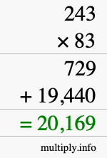 How to calculate 243 times 83 using long multiplication How to calculate 243 times 83 using long multiplication