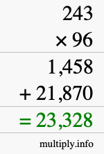How to calculate 243 times 96 using long multiplication