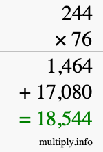 How to calculate 244 times 76 using long multiplication