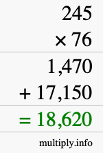 How to calculate 245 times 76 using long multiplication