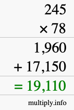 How to calculate 245 times 78 using long multiplication