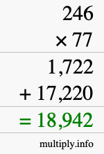 How to calculate 246 times 77 using long multiplication