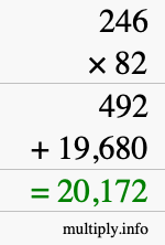 How to calculate 246 times 82 using long multiplication
