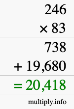 How to calculate 246 times 83 using long multiplication