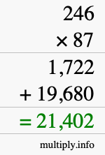 How to calculate 246 times 87 using long multiplication