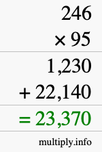 How to calculate 246 times 95 using long multiplication