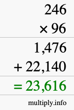 How to calculate 246 times 96 using long multiplication