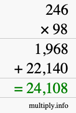 How to calculate 246 times 98 using long multiplication